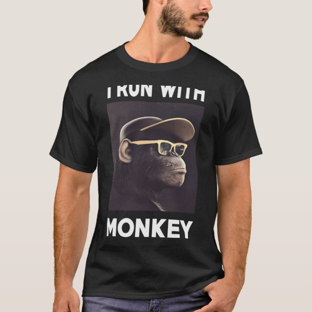 eu corro com camisa do macaco camisetas (Frente)