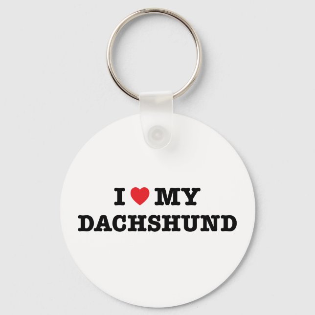 Eu Corto Meu Chaveiro de Botão Dachshund (Frente)