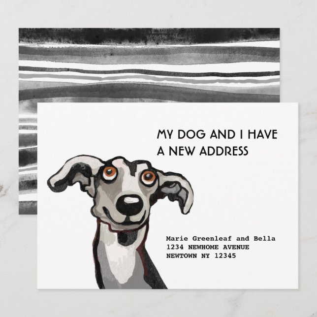 Eu e o Whippet mudamos, Cartão de Anúncio de Mudan (Frente/Verso)