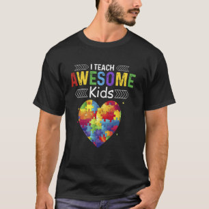 Eu Ensino Camiseta Crianças Incríveis Autismo cora
