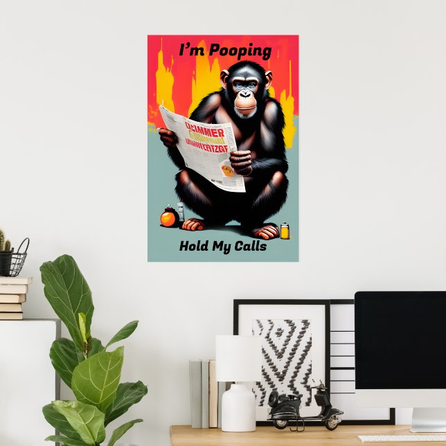 Eu estou fazendo Poster de chimpanzé - Arte inteli (Escritório em casa)