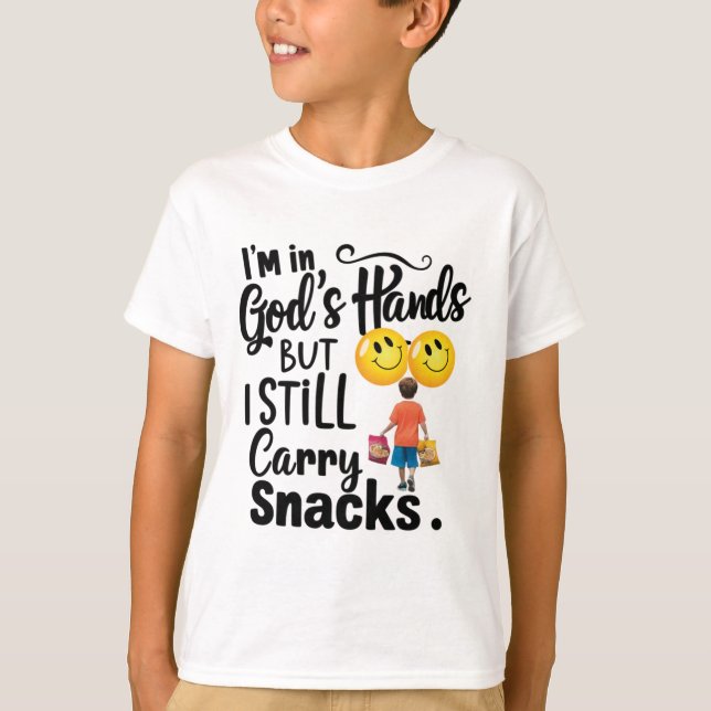  Eu Estou nas Mãos de Deus... Camiseta Infantil  (Frente)