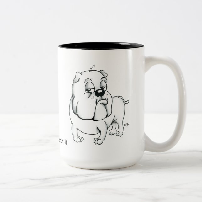 Eu estou pensando sobre ele a caneca de café do (Direita)