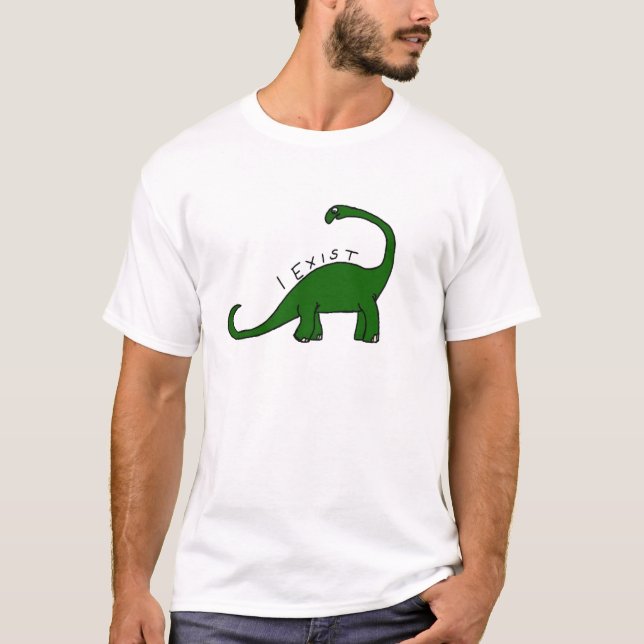 Eu existo camiseta do dinossauro do Brontosaurus (Frente)