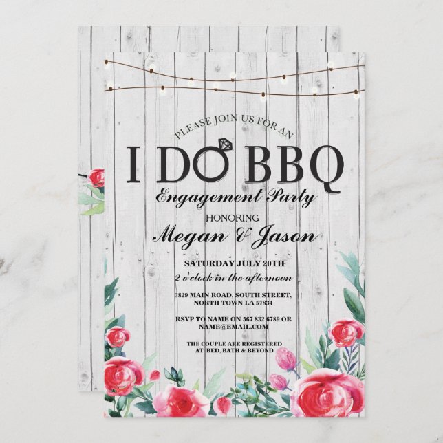 EU FAÇO CHURRASCO Cinza Convite para madeira (Frente/Verso)