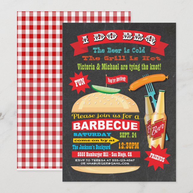 Eu faço convite para Festa de noivado de CHURRASCO (Frente/Verso)