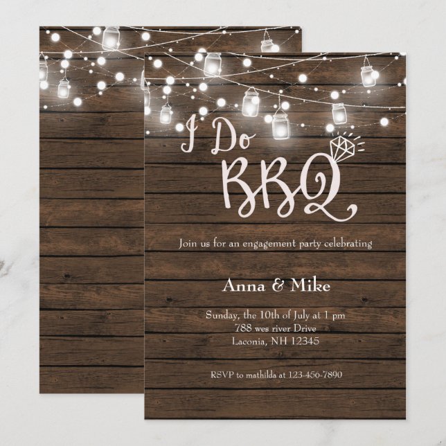 Eu faço o convite à luz das Noivados de CHURRASCO (Frente/Verso)