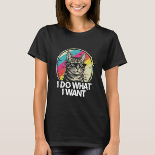 Eu Faço O Que Quero Camiseta Gato Óculos De Sol Di