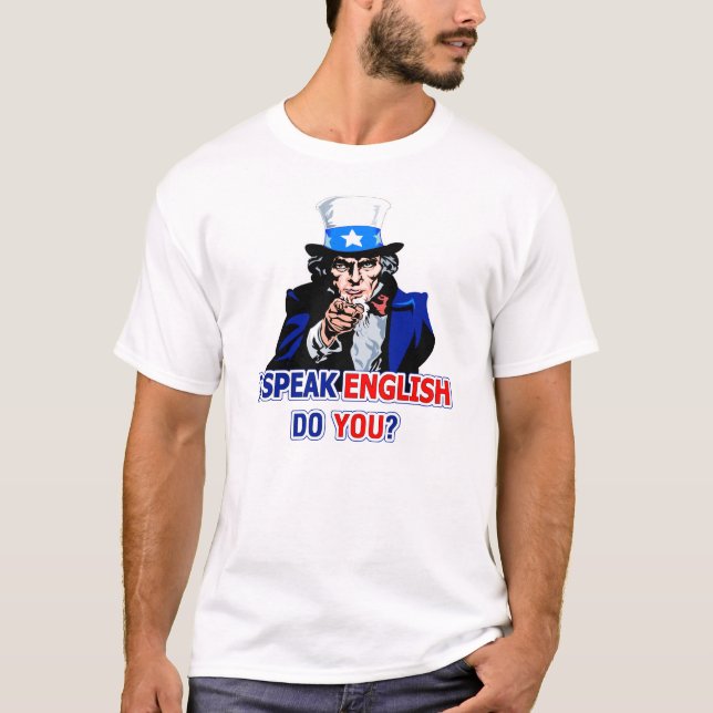 Eu falo a camisa básica inglesa de T (Frente)