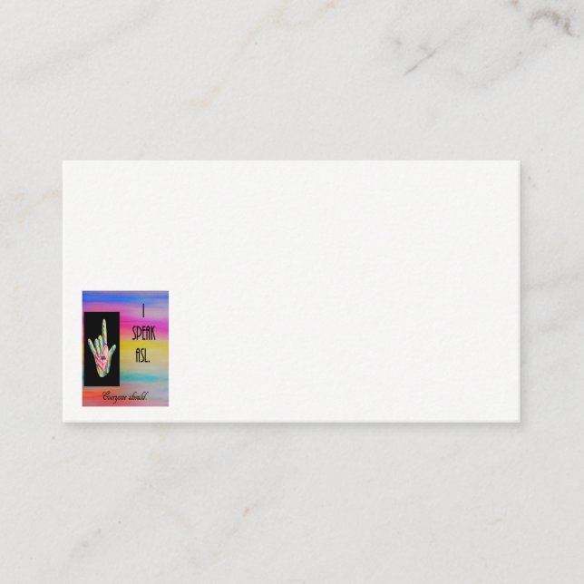 Eu falo o cartão de visita do ASL (Frente)