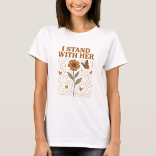 Eu Fico Com a Camiseta Floral de Apoio Feminista D