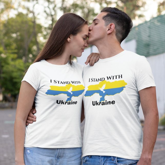 Eu Fico Com A Ucrânia Apoiando Camiseta (Criador carregado)