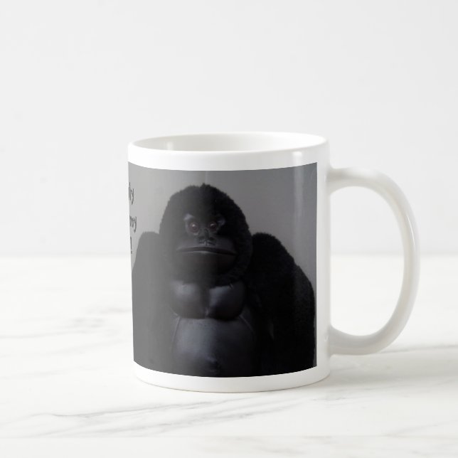 Eu fico feio sem o meu café - caneca humorística (Direita)