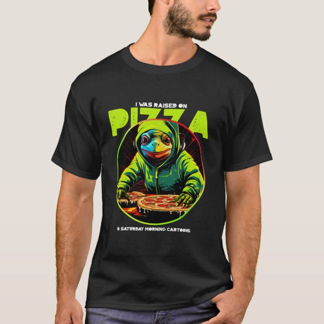 Eu Fui Criado em Camiseta de Pizza (Frente)