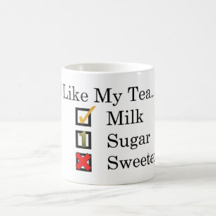 Eu Gosto. Chá com leite e 1 caneca de café