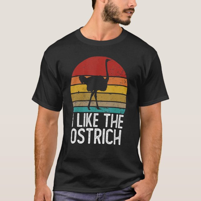 Eu gosto da camisa de avestruz, retrô, 80 e 70 O (Frente)