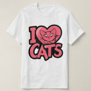 Eu gosto de camisa de gatos cardíacos Eu amo gatos