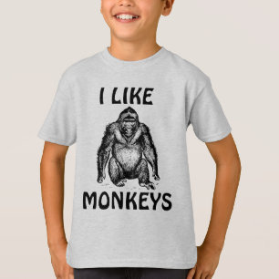 EU GOSTO DE CAMISAS DE CRIANÇAS DE MACACOS