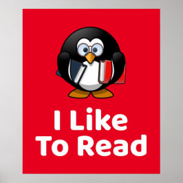 Eu Gosto De Ler Poster De Pinguim