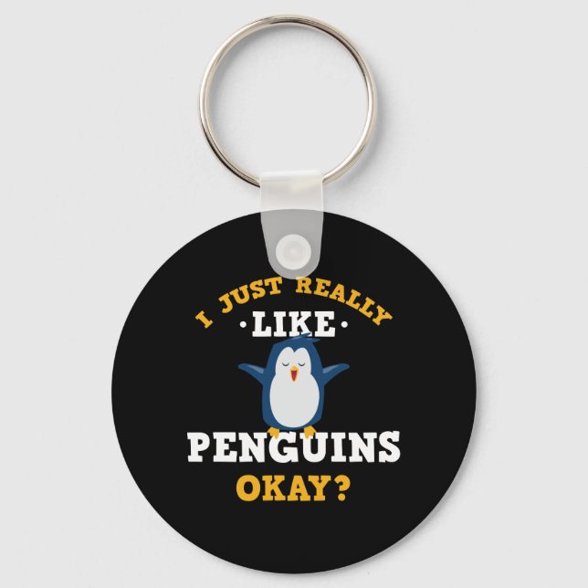 Eu Gosto Muito De Chaveiro De Citação De Pinguins (Frente)