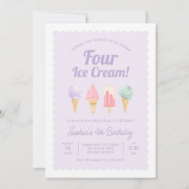 Eu Gritar 4 Sorvetes no Convite de Aniversário