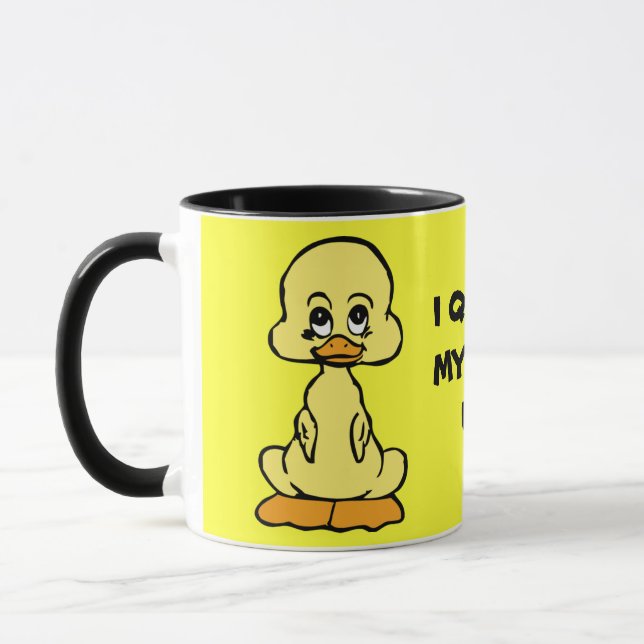 EU ME QUACO DE TANTO! caneca de cerâmica com sino  (Esquerda)