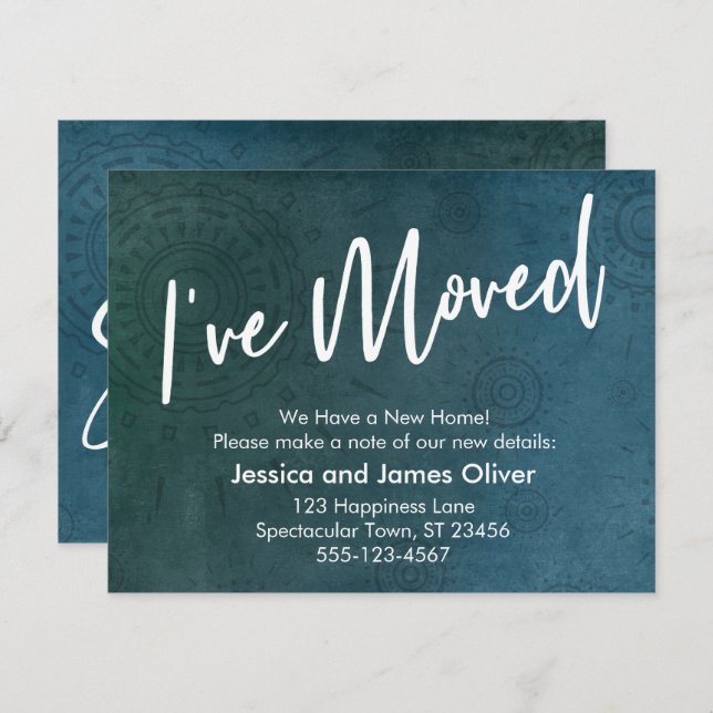 Eu movi, texturizei, cartão gráfico único do Teal (Frente/Verso)