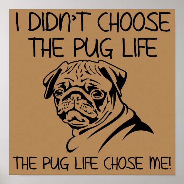 Eu não escolhi o Poster do Pug Life Engraçado (Frente)