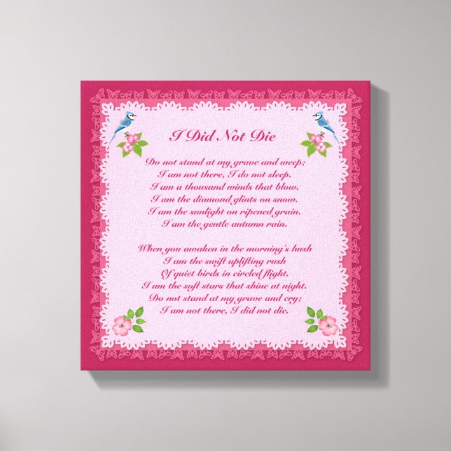 Eu Não Morri Impressão Canvas de Luto (Frente)