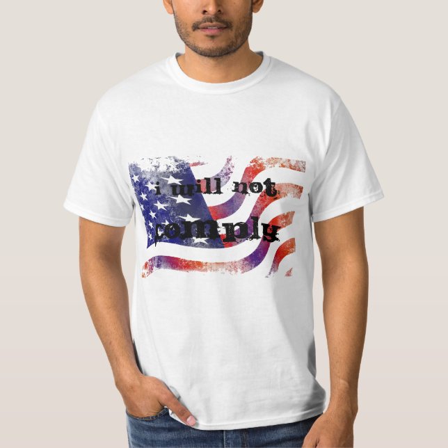 Eu não vou cumprir com a camiseta Flag (Frente)