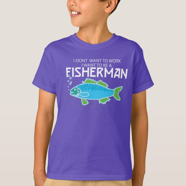 … Eu quero ser um pescador -- Camisa dos miúdos T (Frente)