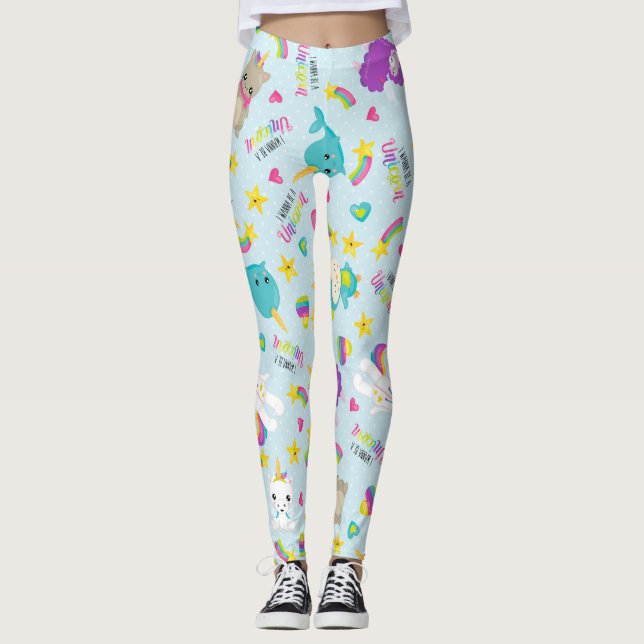 Eu quero ser um unicórnio Leggings (Frente)