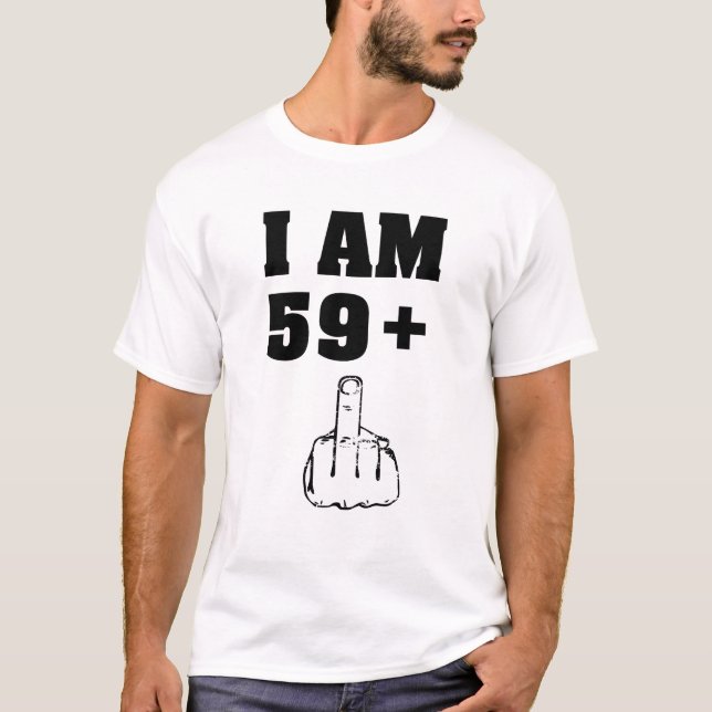 Eu sou 59 mais 1 60th camisa engraçada dos homens (Frente)