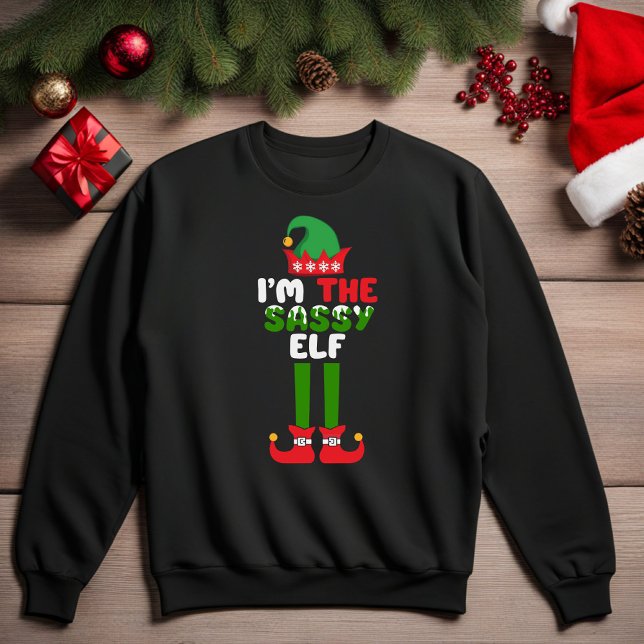 Eu sou a camiseta de Natal Sassy Elf Engraçado (I'm the Sassy Elf Funny Christmas Sweatshirt)