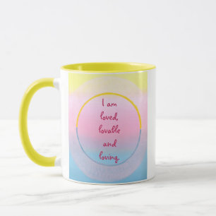 Eu sou amado, amável e canecas de afirmação amoros