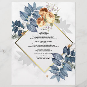 Eu sou design floral do papel de linho do poema da