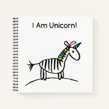 Eu sou o caderno Unicorn Zebra