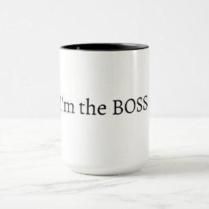  "Eu sou o CHEFE" Caneca de Café Minimalista Preto