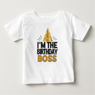"Eu sou o chefe de aniversário" - camiseta bebê