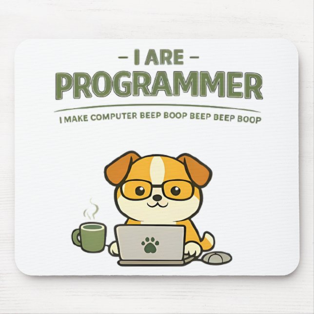 Eu Sou Programador Beep Boop Mouse Pad Divertido (Frente)