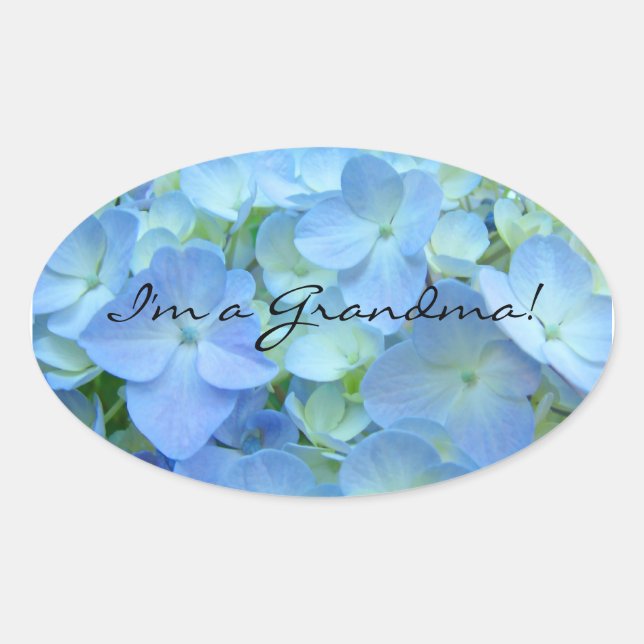 Eu sou vovó adesivos sela flor azul Hydrangea (Frente)