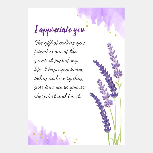 Eu te agradeço por ter Modelo com Lavanda (Frente)