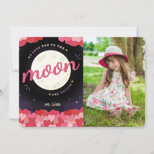 Eu te amo à lua e ao cartão com fotos traseiro
