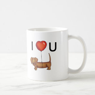 EU TE AMO - CANECA bonito do Dachshund