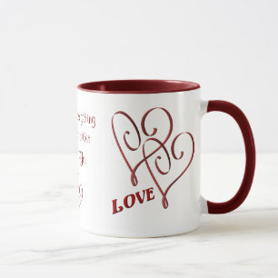 Eu te amo caneca de café vermelha entrelaçada do
