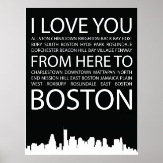 Eu te amo daqui até Boston, poster de tipografia