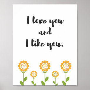 Eu te amo e mim goste de você poster das citaçõ