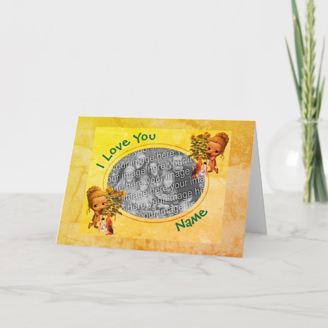 Eu Te Amo, Garota E Cuppies, Cartão com fotos (Frente)