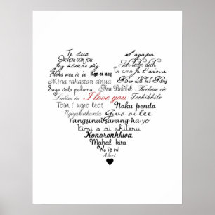 Eu te amo impressão ou poster em 26 línguas