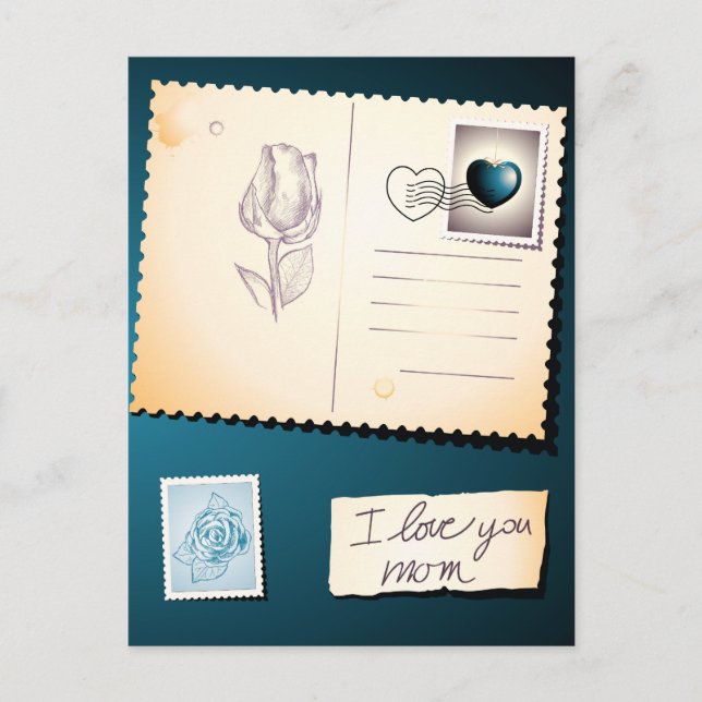 Eu te amo mãe, cartão postal (Frente)